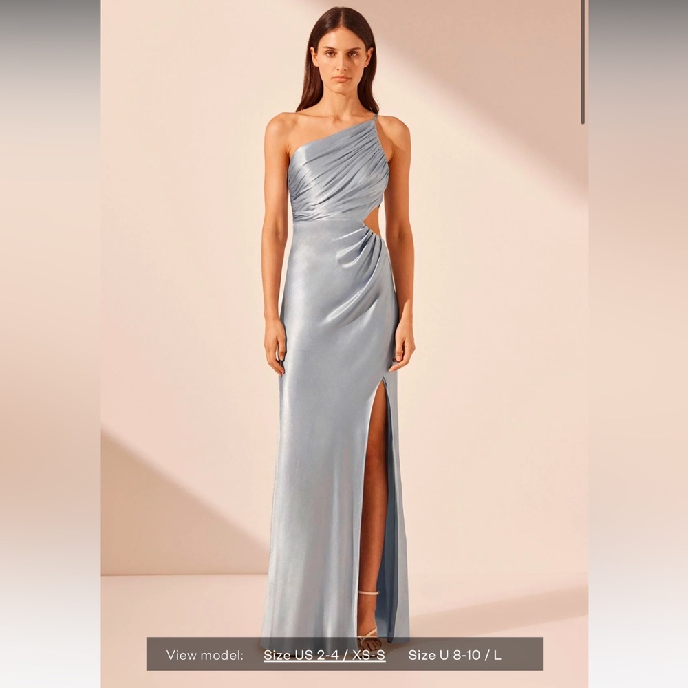 Shona Joy La Lune Asymmetrical Gathered Maxi Dress - Powder Blue Size US 6